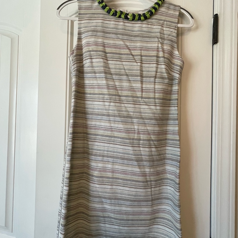 Preppy nautical theme striped summer dress with side zipper detailing